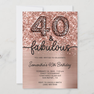 Glittery Ro Guld Leopard 40 och Fabulous Inbjudningar