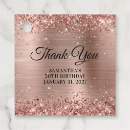 Glittery Ro Guld Monogram Birthday Tack Gåvor Etiketter