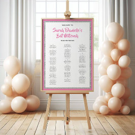 Glittery Rosa Alfabetical Seittdiagram Silver Poster