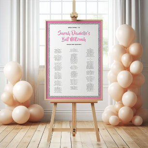 Glittery Rosa Alfabetical Seittdiagram Silver Poster