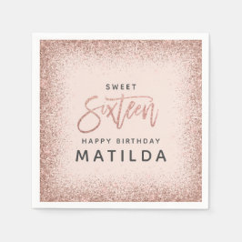 Glittery rosa girly script typography, modern 16:e pappersservett