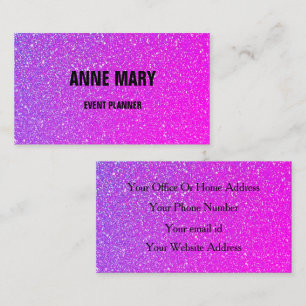 Glittery Rosa Lila Ombre Bröllop Event Planner Visitkort