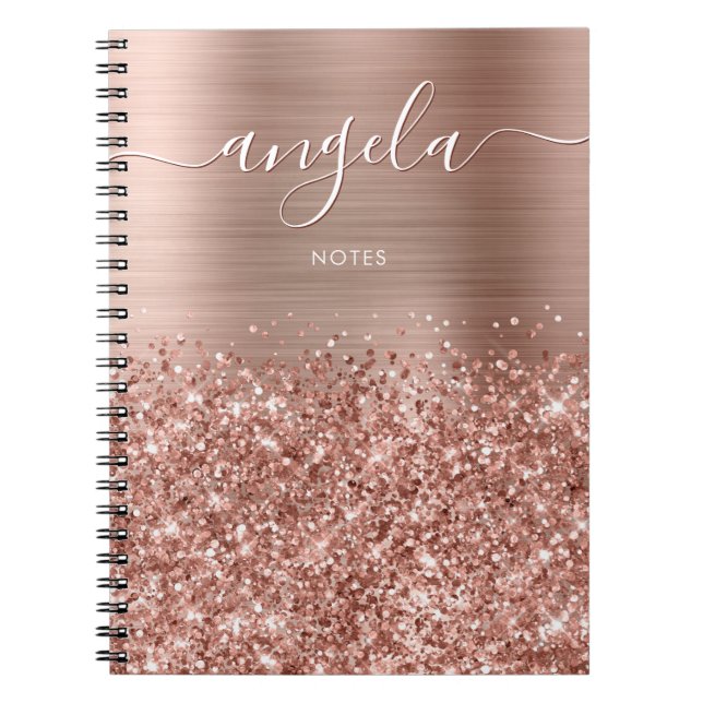 Glittery Rose Gold Glam Notes Anteckningsbok (Framsidan)