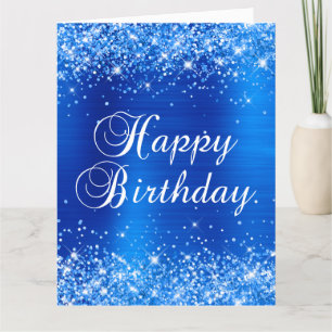 Glittery Royal Blue Big Grattis på födelsedagen Kort