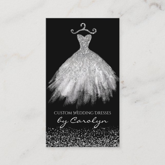 Glittery Seamstressvisitkort för svart och för Visitkort (Framsida)