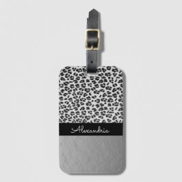 Glittery Shimmery Silver Leopard Luggage Tag Bagagebricka