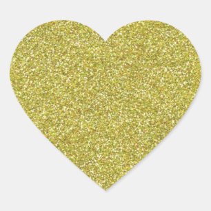 Glittery Shiny Guld Glitter Hjärtformat Klistermärke