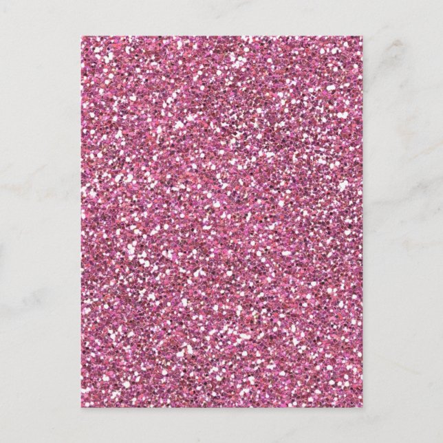 Glittery Shiny Rosa Glitter Vykort (Framsida)