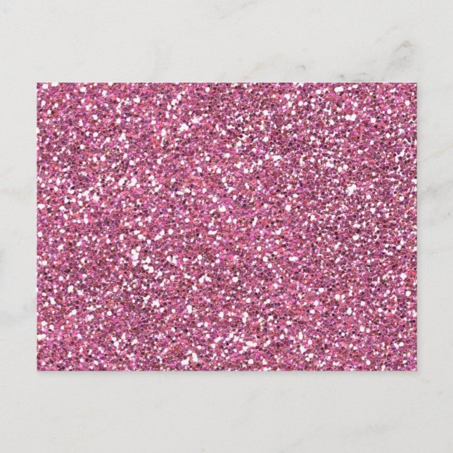 Glittery Shiny Rosa Glitter Vykort (Framsida)