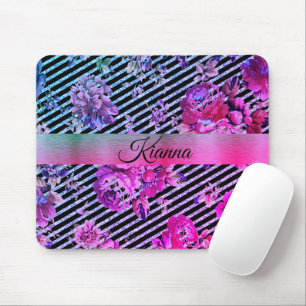 Glittery Shock rosa and Teal Blommigt Musmatta