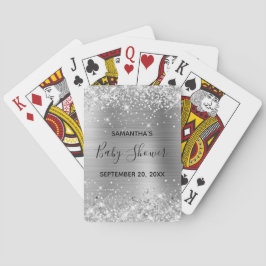 Glittery Silver Baby Shower-favoriter Casinokort