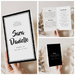Glittery Silver & Black Bat mitzvah Foldat Program<br><div class="desc">Du kommer att använda kärlek den papper som används för detta program. Det är mycket tyngre än att kopiera pappert och det är perfekt för dina engångsprogram. Använda mallen som du vill fylla i informationen i. Du kan använda Design Verktyg för att ändra teckensnittet (storlekt, stil, färg) och lägga till...</div>
