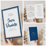 Glittery Silver & Blue Bat mitzvah Foldat Program<br><div class="desc">Vikten av detta papper är den viktigaste faktorn för ditt program. Det är mycket tyngre än att kopiera pappert och det är perfekt för dina engångsprogram. Använda mallen som du vill fylla i informationen i. Du kan använda funktionen "Anpassa ytterligare" för att ändra teckensnittet (storlekt, stil, färg) och lägga till...</div>