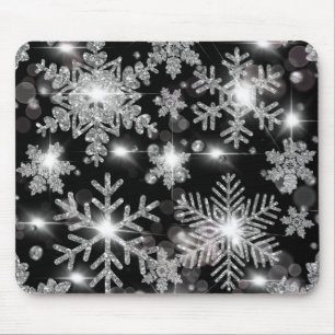 Glittery silver festive snowflake mönster musmatta