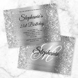 Glittery Silver Finare Monogram 21:a födelsedagen Inbjudningar<br><div class="desc">Skapa din egen finare monogram snyggt milstolpe på 21-årsdagen för firande vågrät-format 5 x 7-inbjudan till henne. Dekorativ faux sparkly silver glitter grafik gräns kant på en faux silvery grått metallic stil foil digital art. Anpassa färg eller stilar på inbjudan och monografiteckensnitt. Du kan också ta bort alla textmallar som...</div>