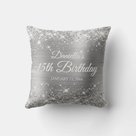 Glittery Silver Foil 15:e födelsedagen Kudde