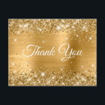 Glittery Silver Foil 70th Birthday Tack Vykort<br><div class="desc">Skapa din egen elegant-kalligrafi tack för din 70-årsdag. Du kan anpassa det vita finare-skriptet färg, storlek och stil på framsidan. Faux sparkly guld glitter mot en glamorös faux guld gult borstad metallfolie mot bakgrund. Alla glänsande, glittrande och glatta effekter i den moderna gigabildsdesignen skapas med digitalgrafik som skrivs ut på...</div>