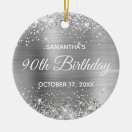 Glittery Silver Foil 90:e Birthday Julgransprydnad Keramik