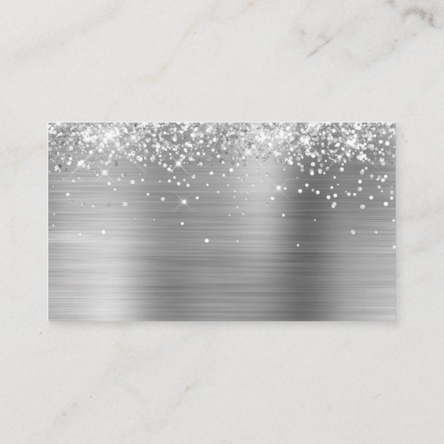 Glittery Silver Foil Blank Placeringskort (Baksida)