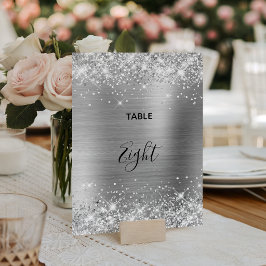 Glittery Silver Foil Bröllop Bordsnummer