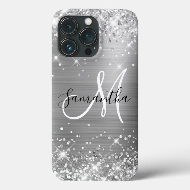 Glittery Silver Foil Elegant Monogram (Baksida)