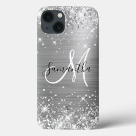 Glittery Silver Foil Elegant Monogram