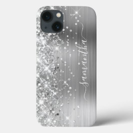 Glittery Silver Foil Modern Girly Namnteckning