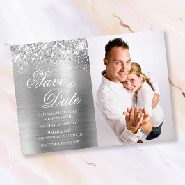 Glittery Silver Foil Photo Spara Datumet