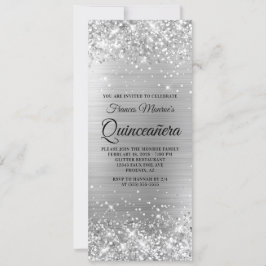 Glittery Silver Foil Quinceañera Inbjudningar