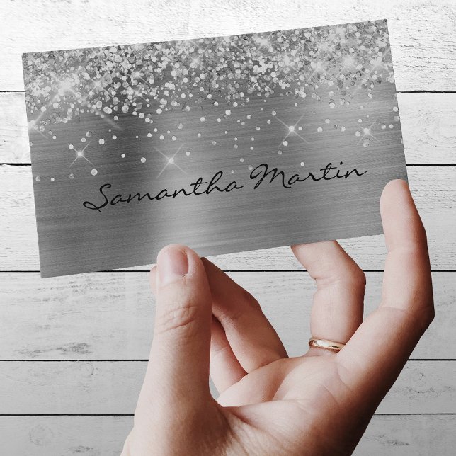 Glittery Silver Foil Visitkort (Skapare uppladdad)