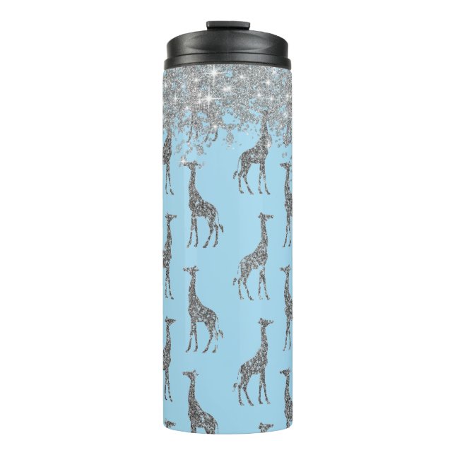 Glittery Silver Giraffe on Dreamy Blue (Framsida)