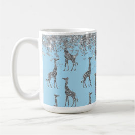 Glittery Silver Giraffe on Dreamy Blue Kaffemugg