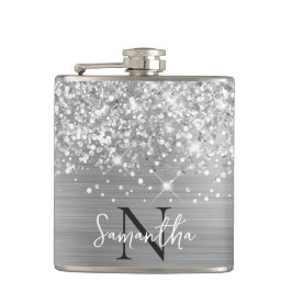 Glittery Silver Glam Monogrammed Fickplunta