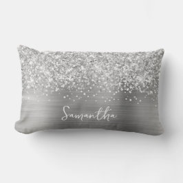 Glittery Silver Glam Namn Lumbarkudde