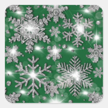 Glittery silver grönt -festiv snöflake mönster