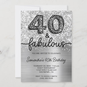 Glittery Silver Leopard 40 och Fabulous Inbjudningar