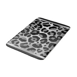 Glittery Silver Leopard Safari Print Badrumsmatta