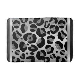 Glittery Silver Leopard Safari Print Badrumsmatta