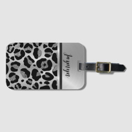 Glittery Silver Leopard Safari Print Bagagebricka