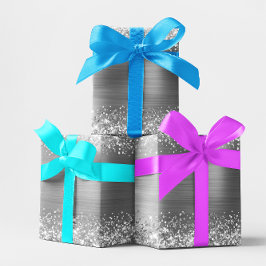 Glittery Silver Ombre Foil Presentpapper