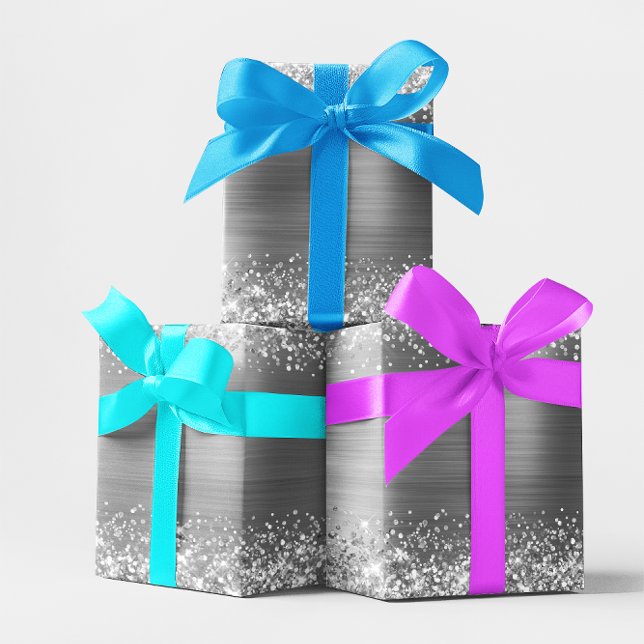 Glittery Silver Ombre Foil Presentpapper (Glittery Silver Ombre Foil Wrapping Paper)