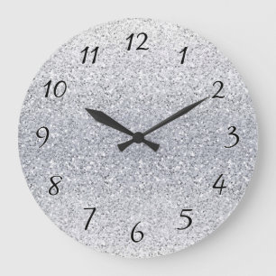 Glittery Silver Ombre Stor Klocka