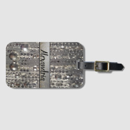 Glittery Silver Pärlor Personlig Bagagebricka