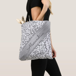 Glittery Silver Personlig Marble Tygkasse