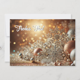 Glittery Snowflake with Elegant Background Julkort