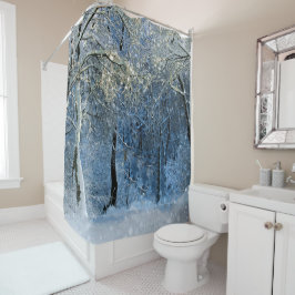 Glittery Snowy Wonderland Shower Curtain