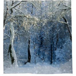 Glittery Snowy Wonderland Shower Curtain