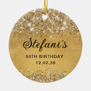 Glittery Soft Gold Foil 65e Birthday Classic Julgransprydnad Keramik