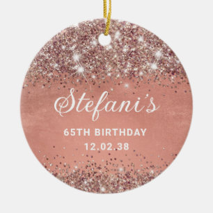 Glittery Soft Ro Gold Foil 65e Birthday Classic Julgransprydnad Keramik