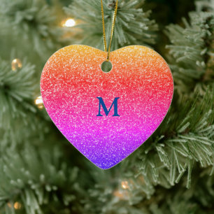 Glittery Sprinkles jul Monogram Initial 2019 Julgransprydnad Keramik